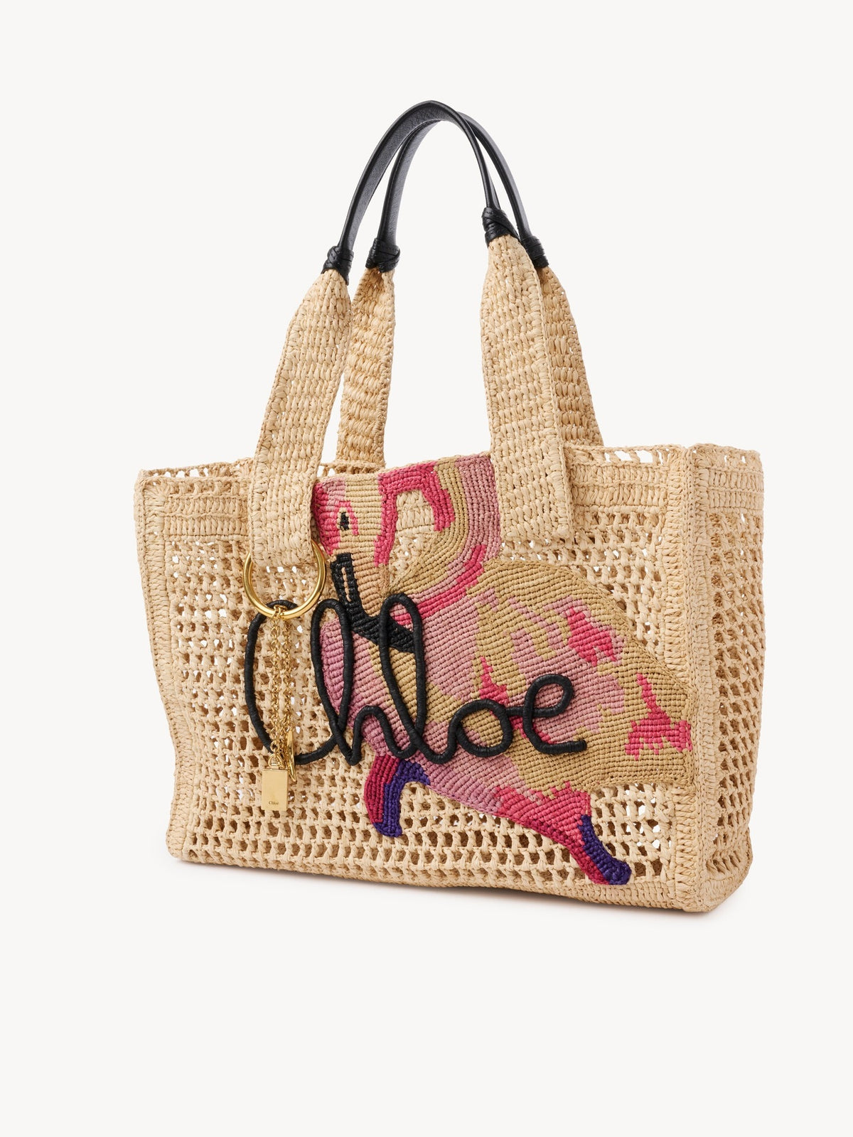 East-West Summer Banana tote bag in raffia