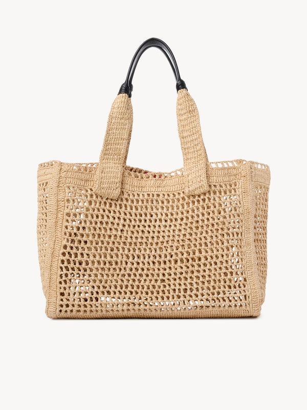 East-West Summer Banana tote bag in raffia