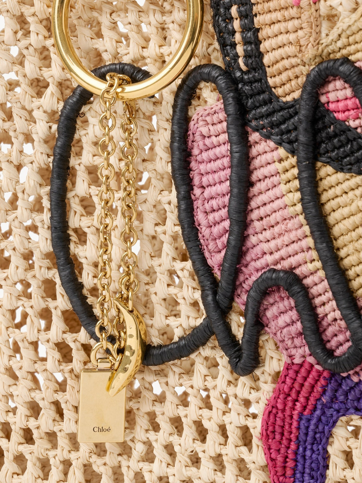 East-West Summer Banana tote bag in raffia
