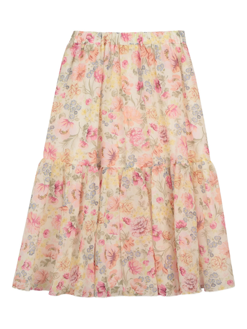 Ruffled skirt with floral pattern