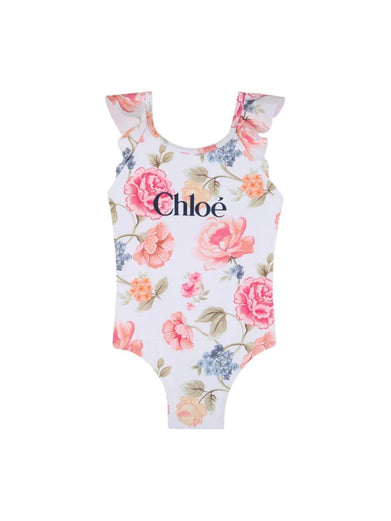 One-piece swimsuit with floral print