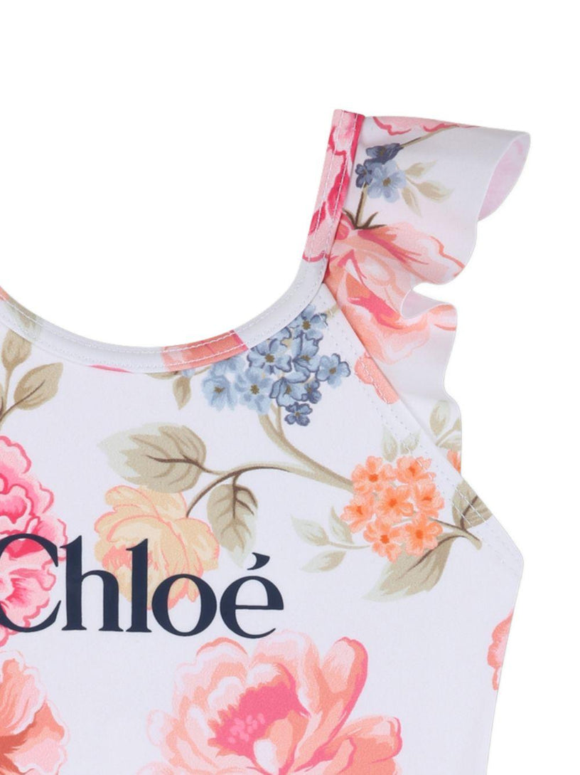 One-piece swimsuit with floral print