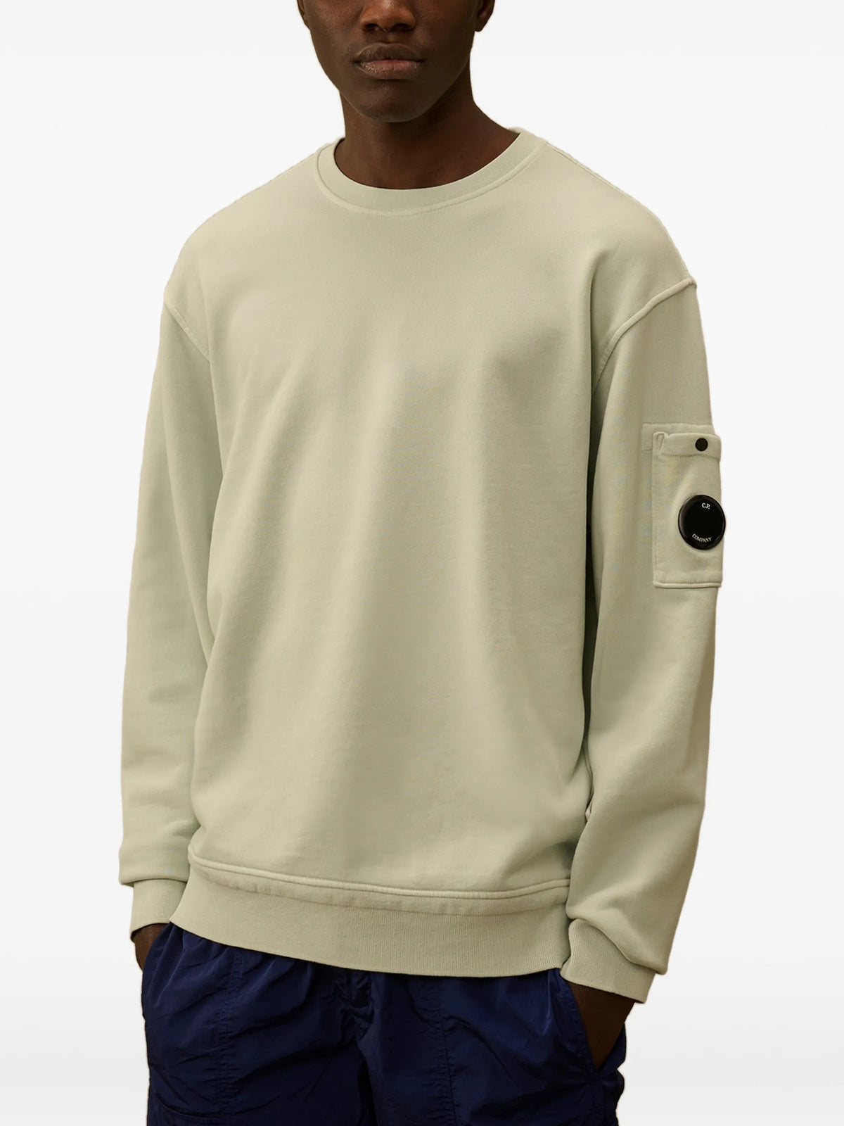 Cotton diagonal fleece sweatshirt