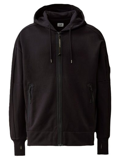 Diagonal Raised Fleece Hooded Full Zip Sweatshirt