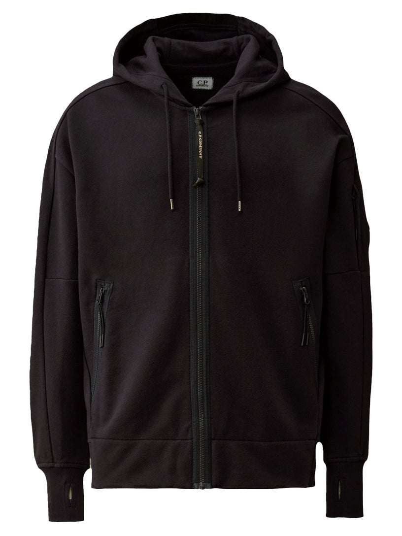 Diagonal Raised Fleece Hooded Full Zip Sweatshirt