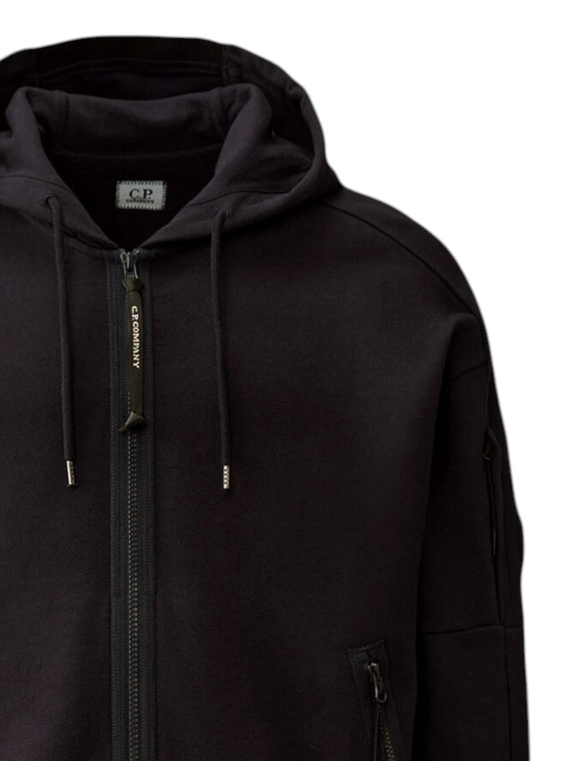 Diagonal Raised Fleece Hooded Full Zip Sweatshirt