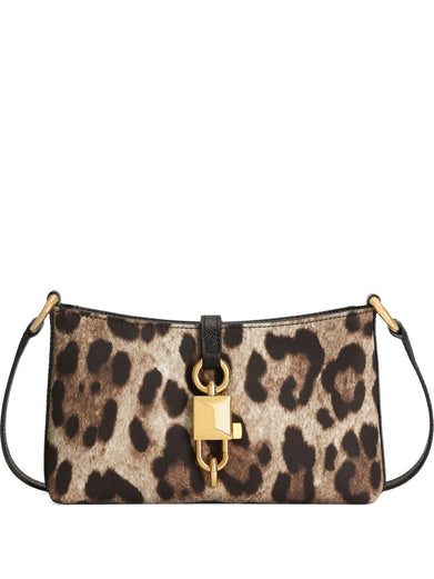 Leopard-print lock shoulder bag