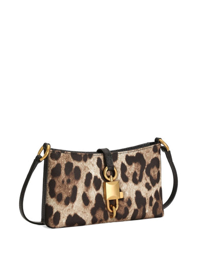 Leopard-print lock shoulder bag