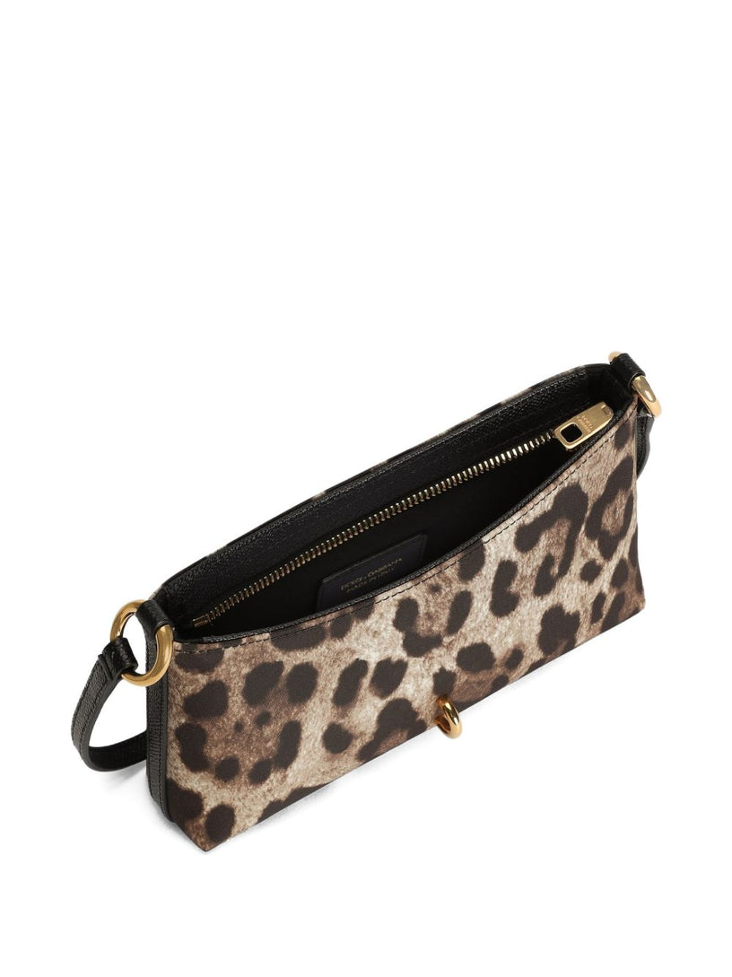 Leopard-print lock shoulder bag