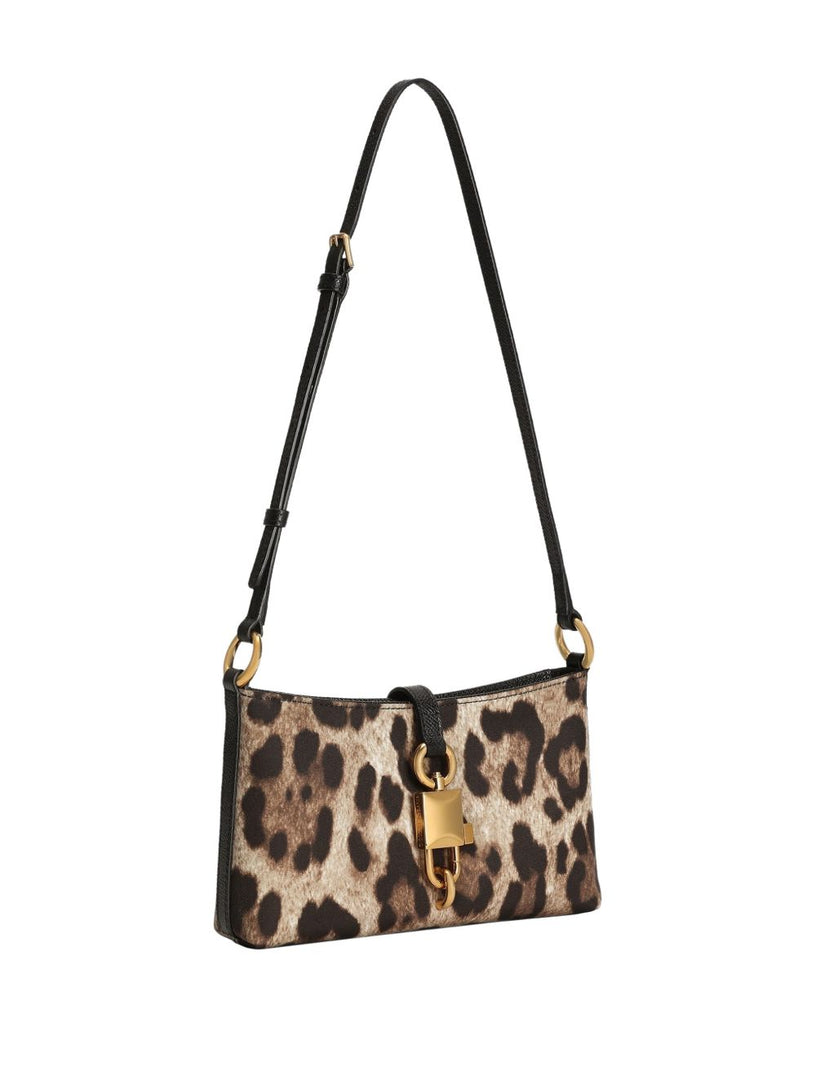 Leopard-print lock shoulder bag