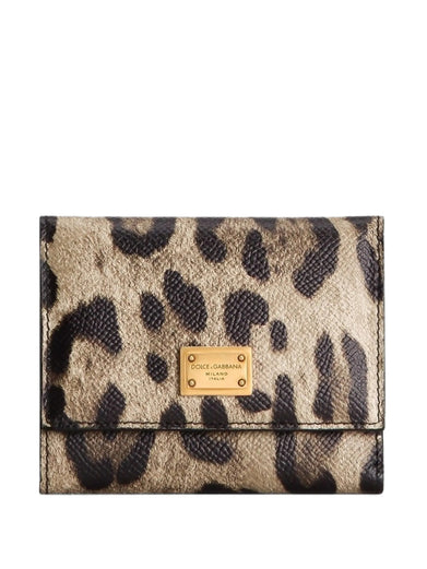 Leopard-print wallet in dauphine calfskin