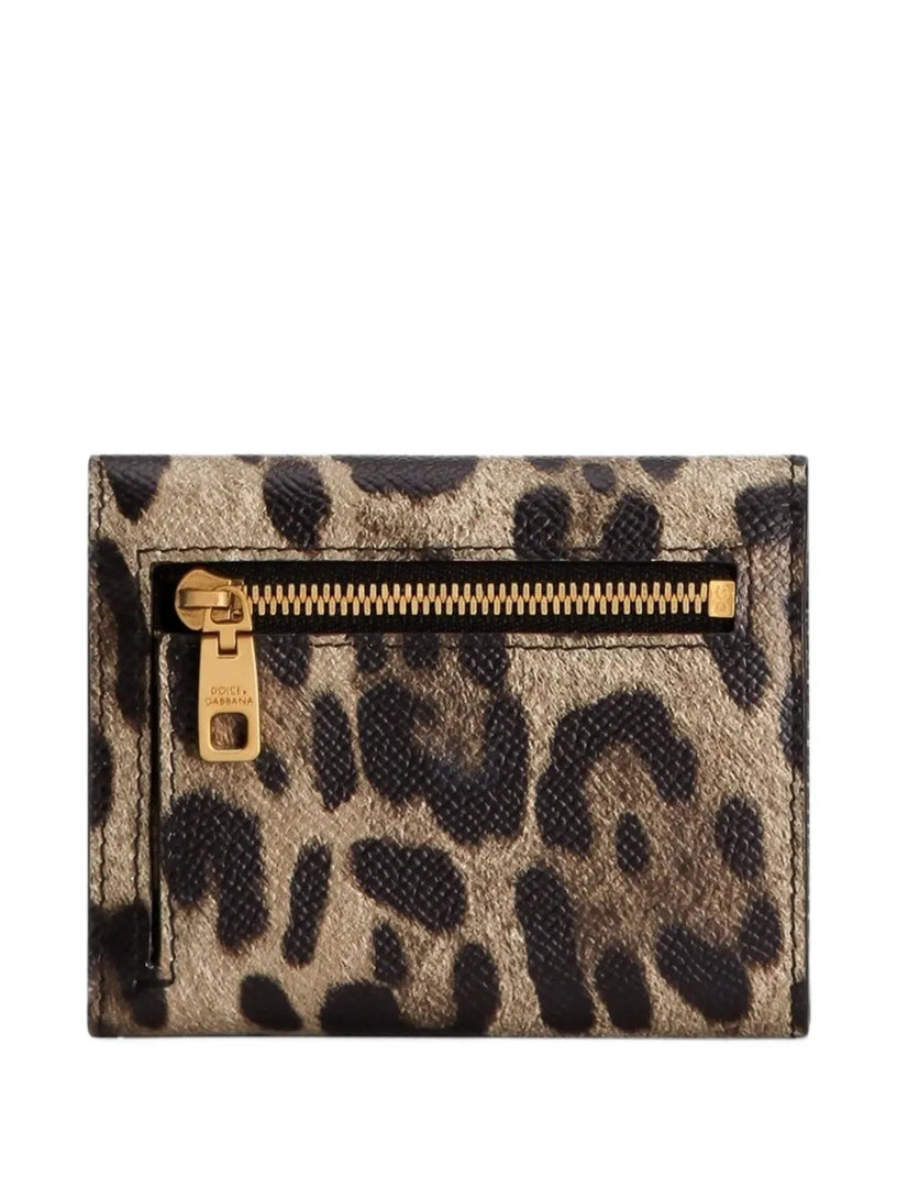 Leopard-print wallet in dauphine calfskin