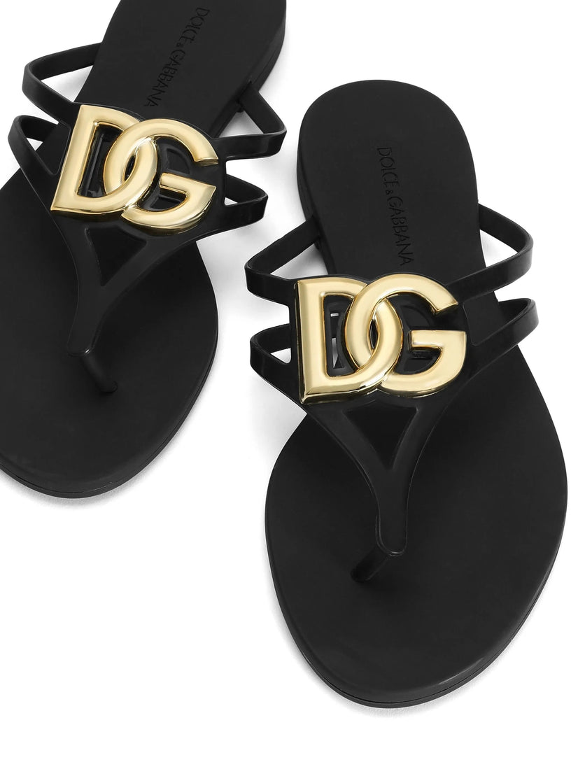 Rubber beachwear slides with logo