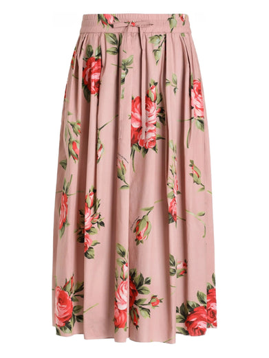 Midi skirt with rose bouquet print