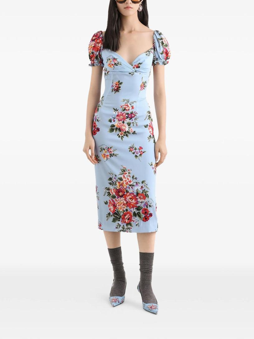 Flower bouquet print dress