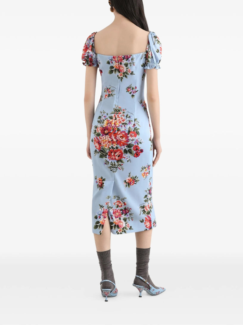 Flower bouquet print dress