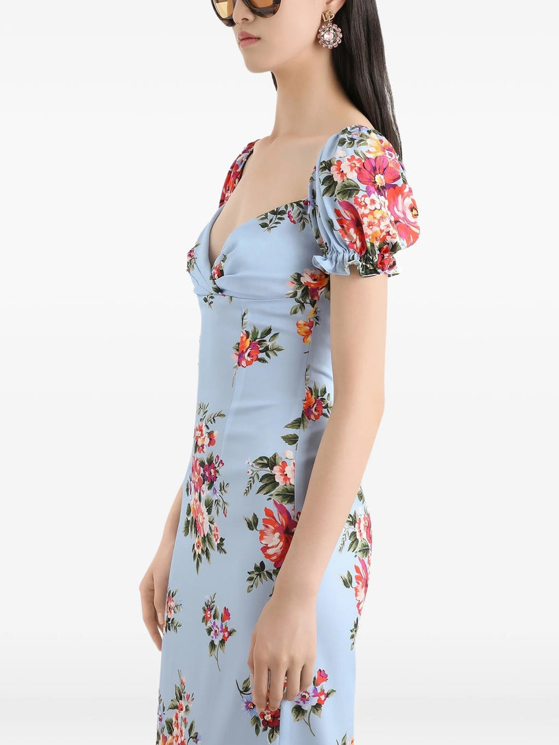 Flower bouquet print dress