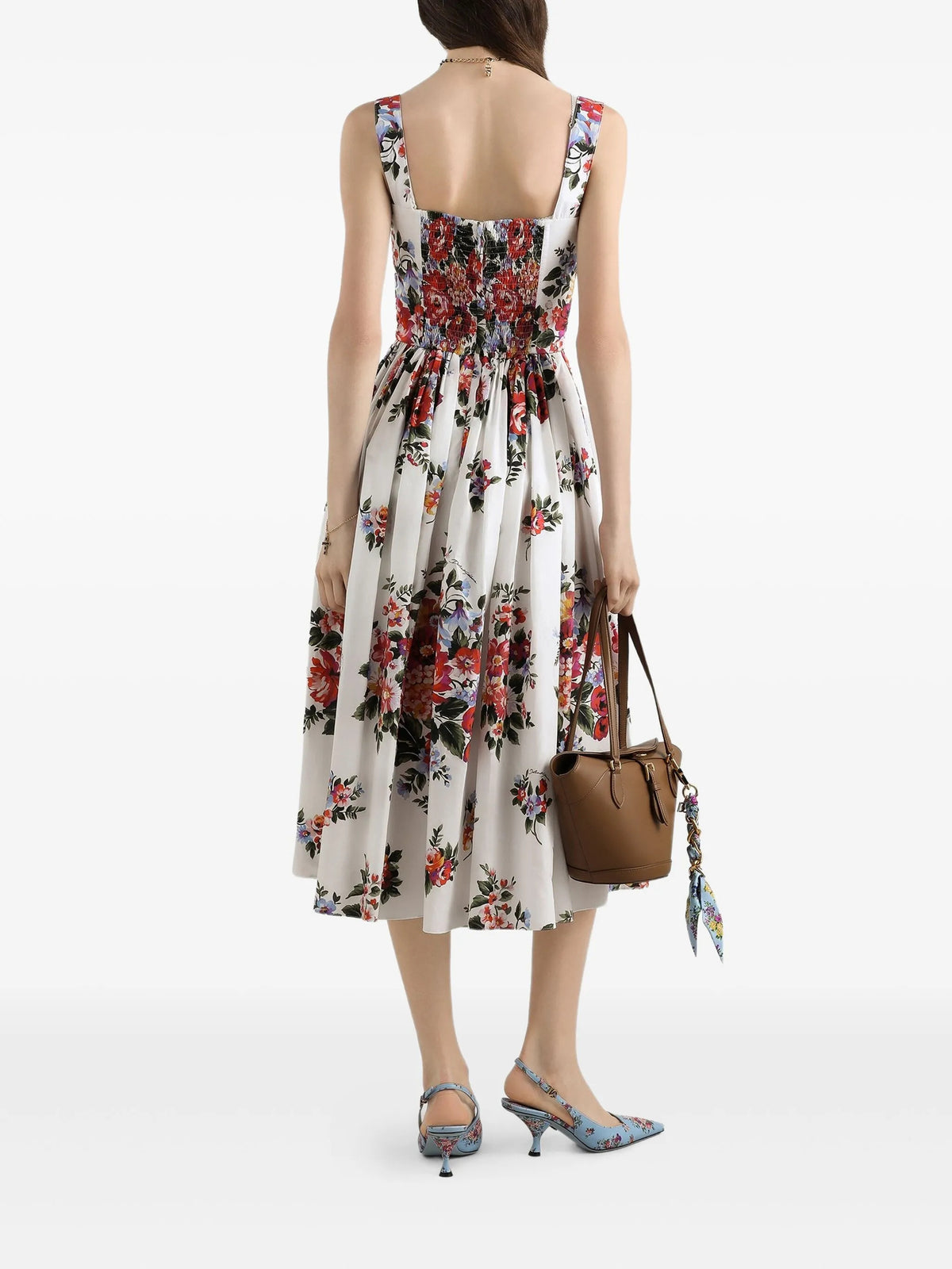 Flower bouquet-print cotton dress