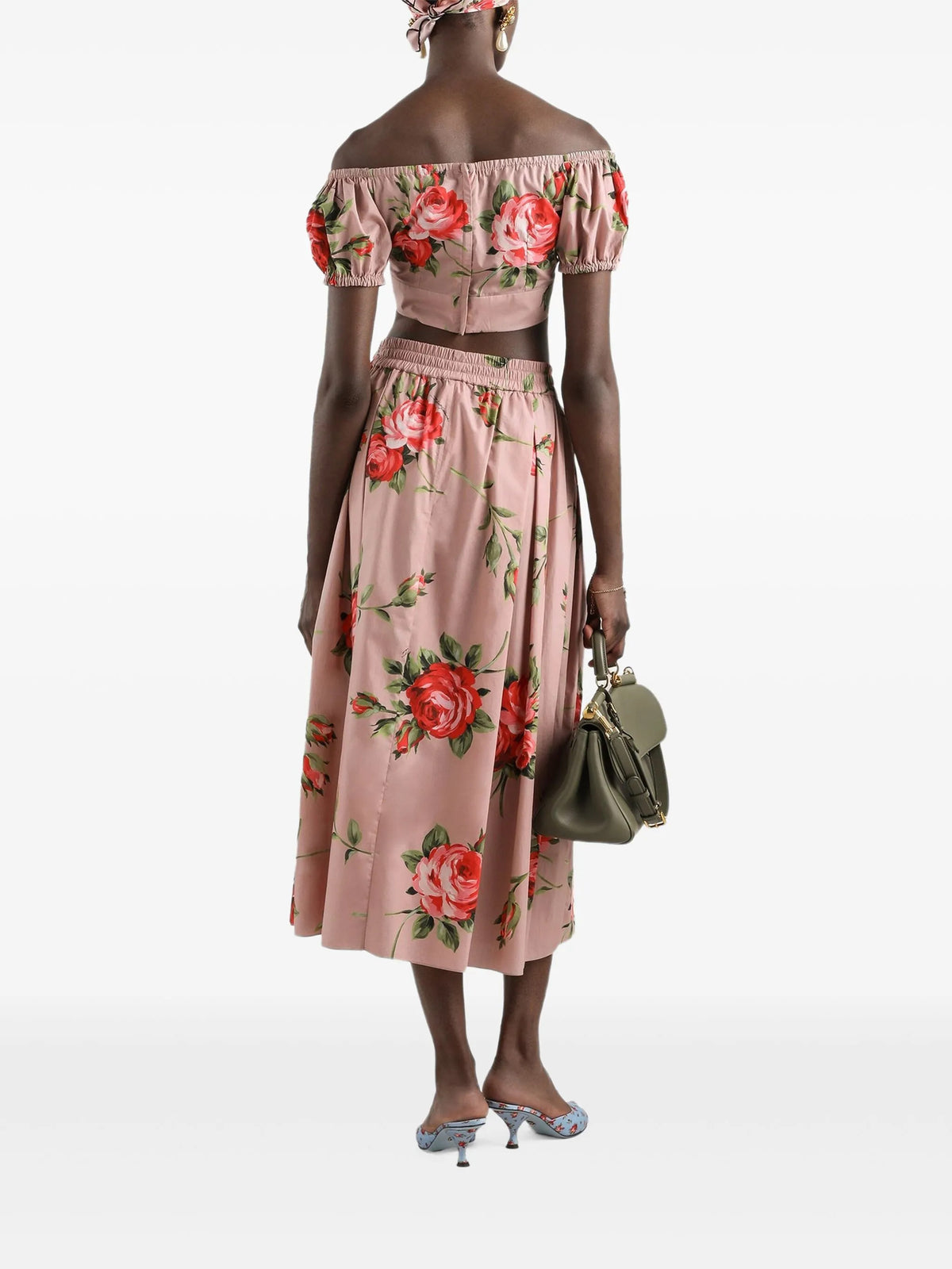 Rose bouquet-print cotton top
