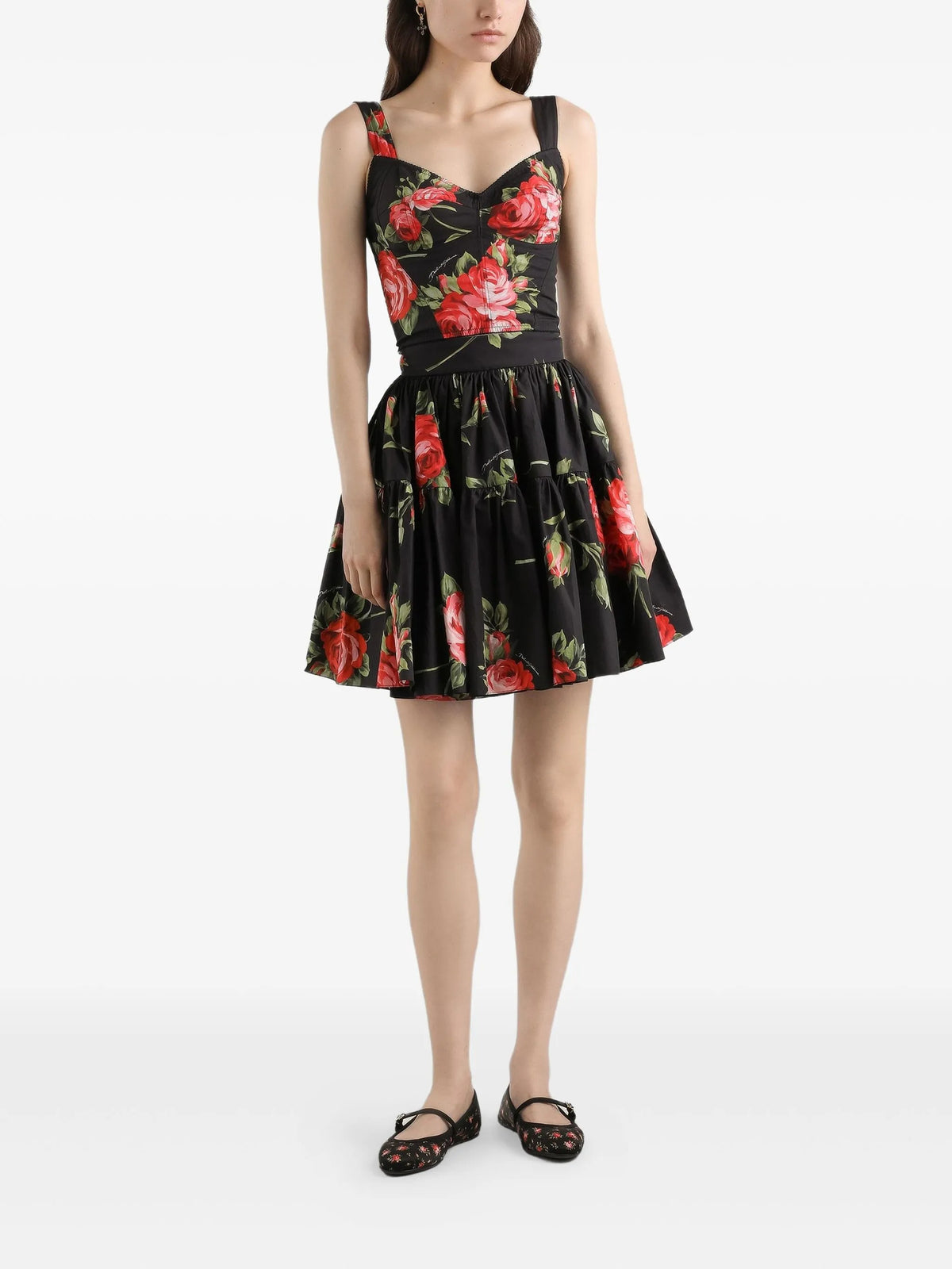 Rose bouquet print bustier top