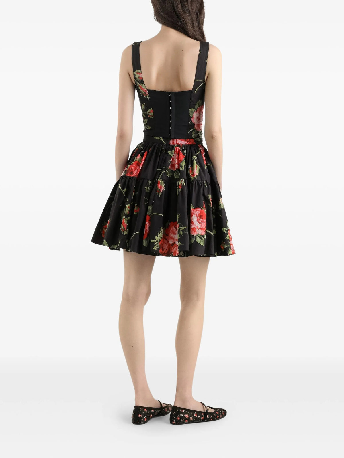 Rose bouquet print bustier top