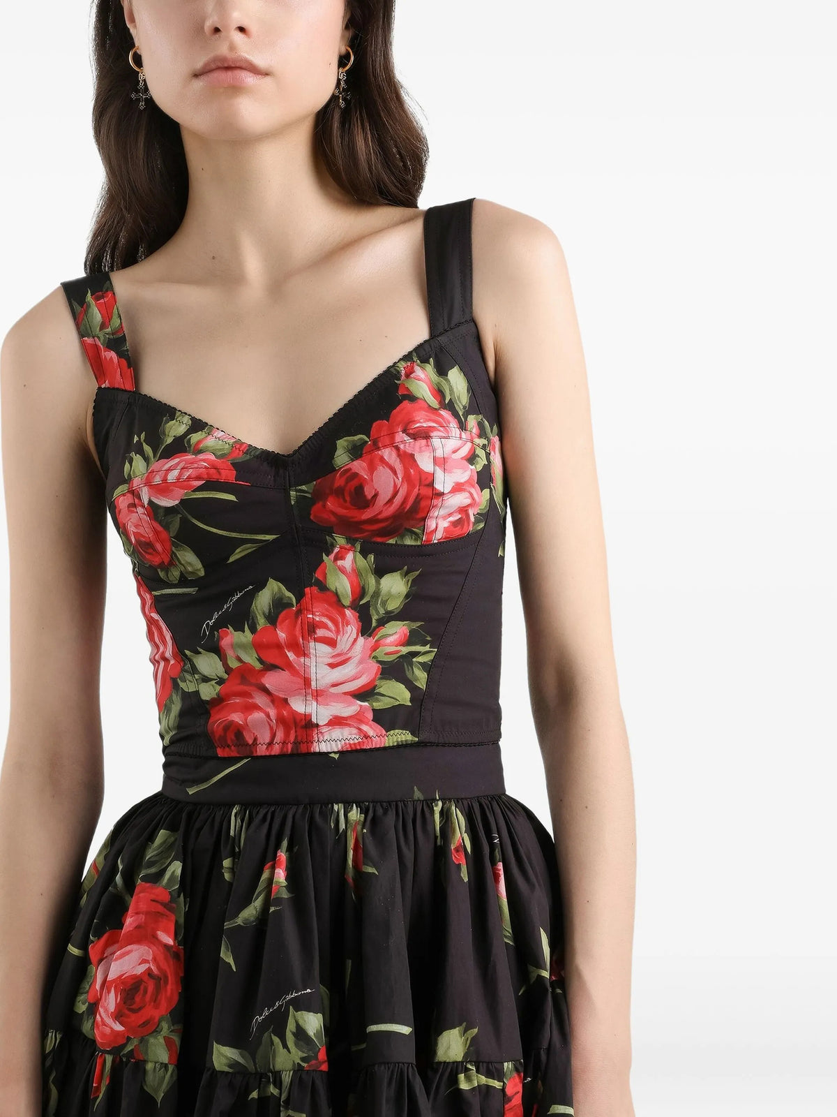 Rose bouquet print bustier top