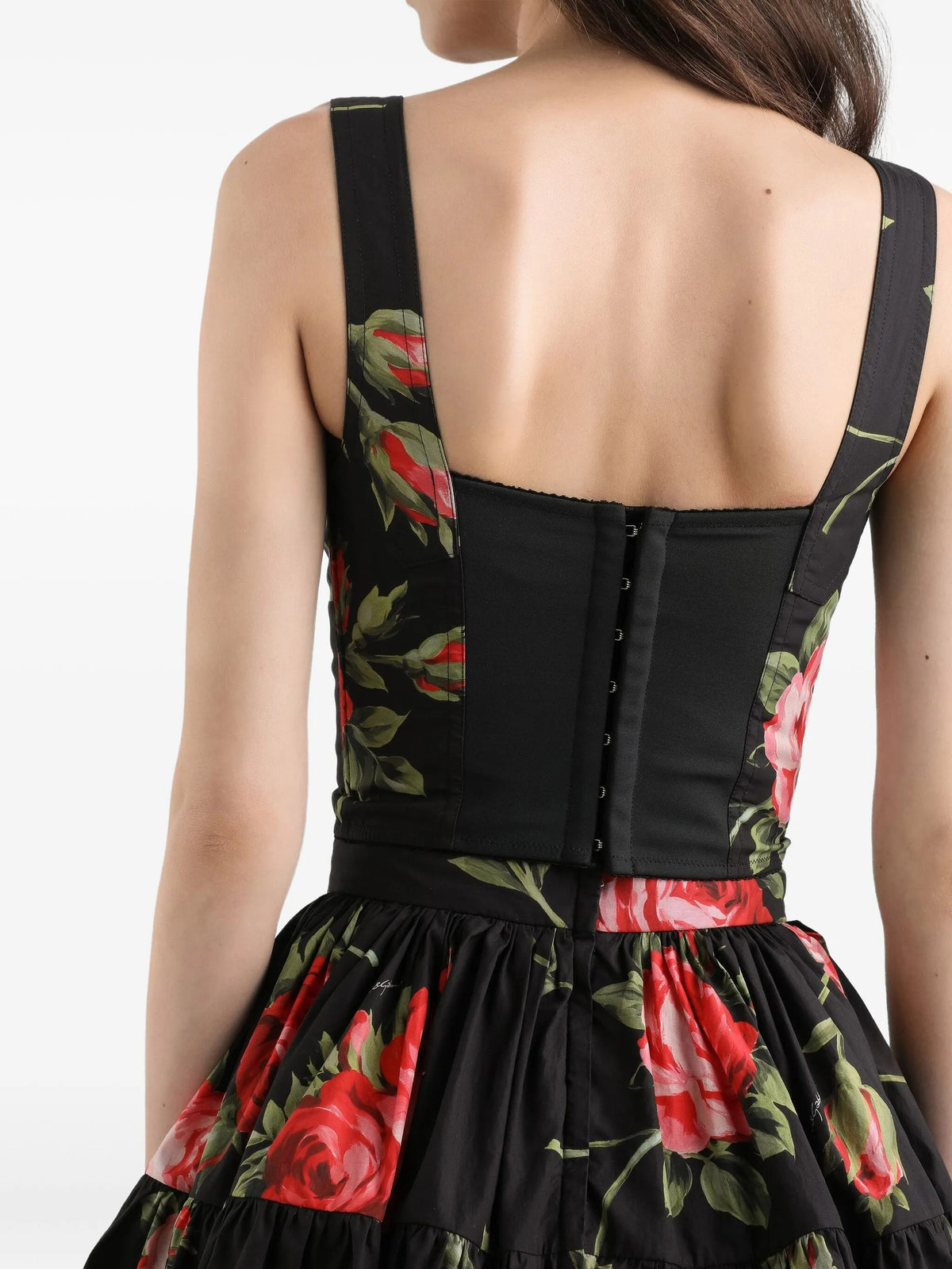 Rose bouquet print bustier top