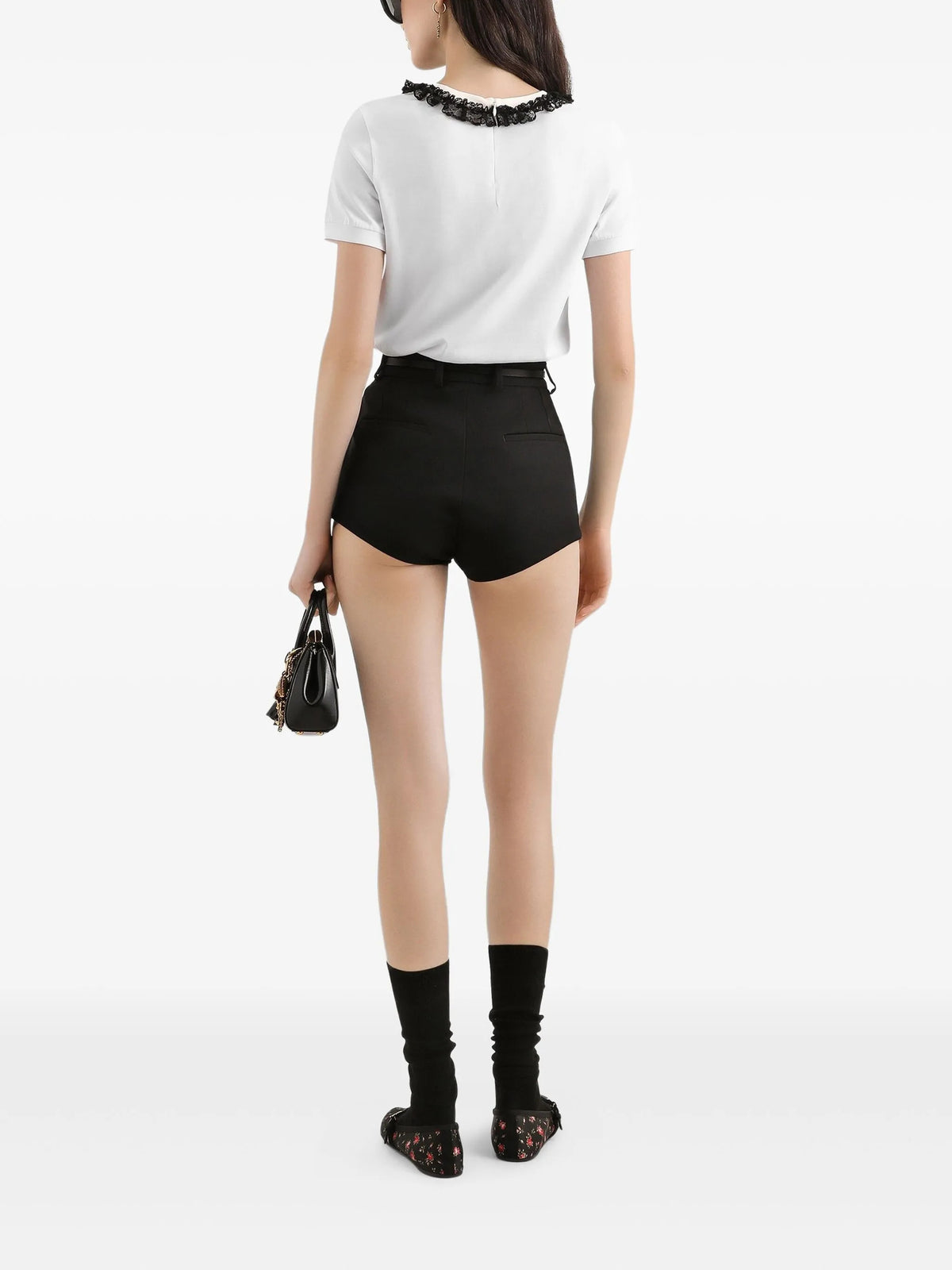 Jersey T-shirt with lace and DG embroidery
