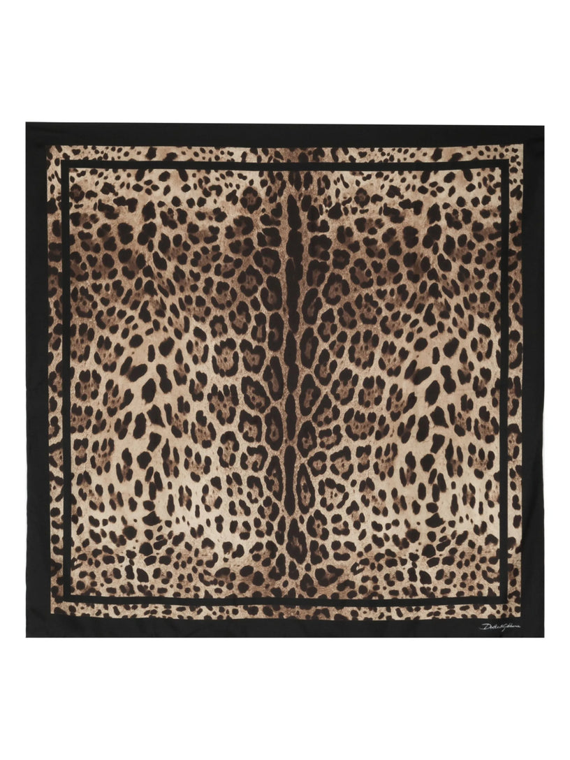 Leopard-print silk twill foulard (90x90)