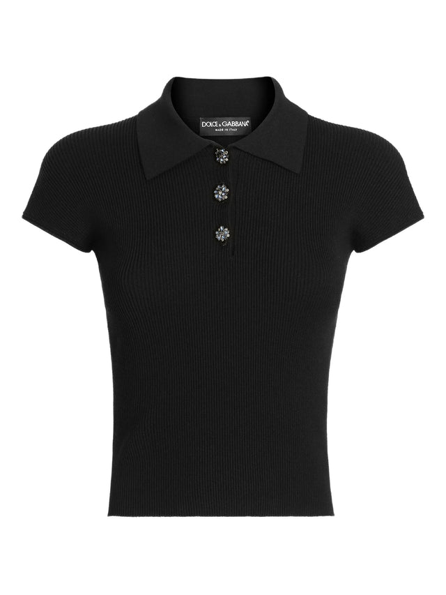 Ribbed polo sweater