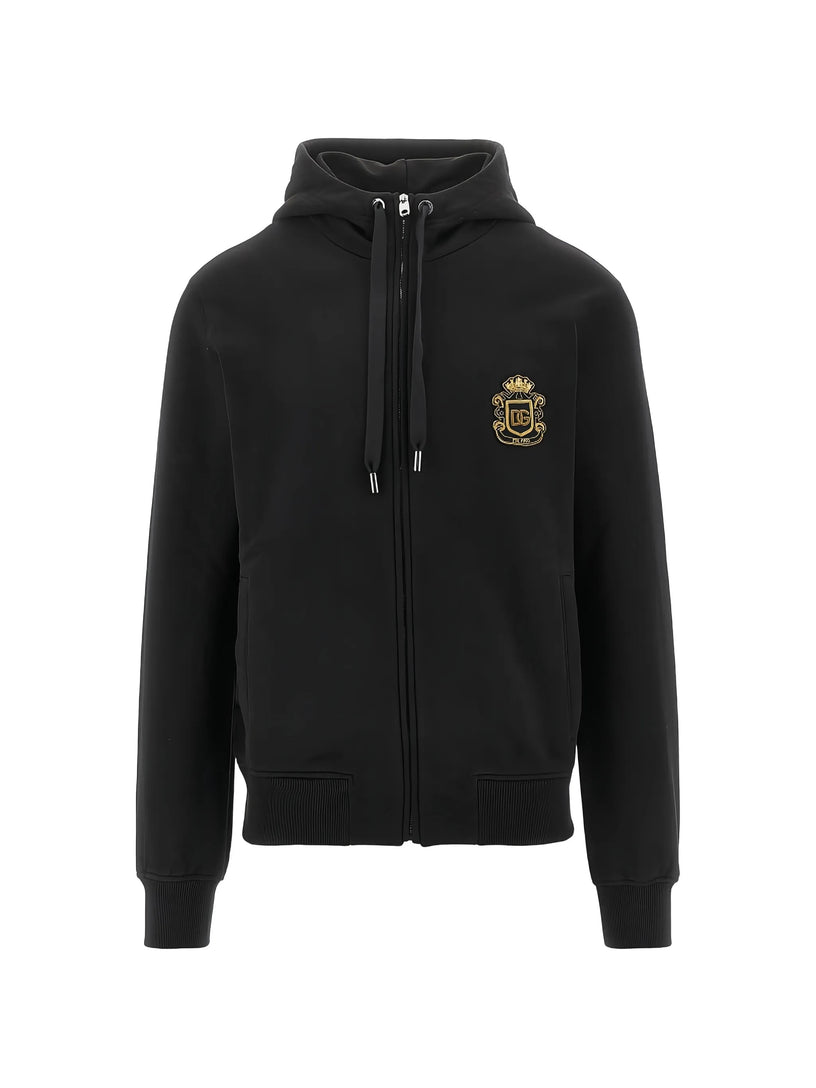 Cotton hoodie with heraldic patch