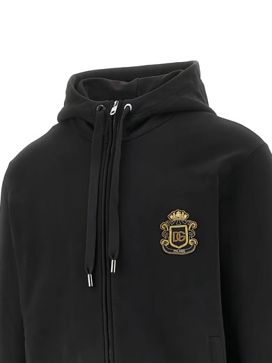 Cotton hoodie with heraldic patch