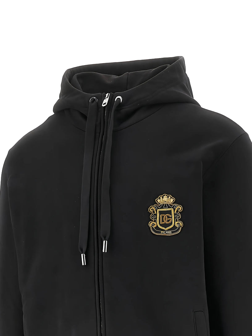 Cotton hoodie with heraldic patch
