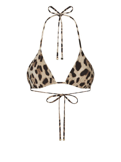 Leopard-print triangle bikini top