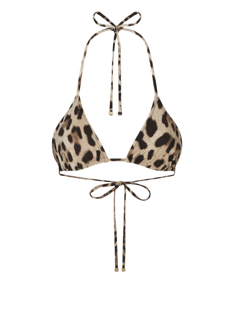 Leopard-print triangle bikini top