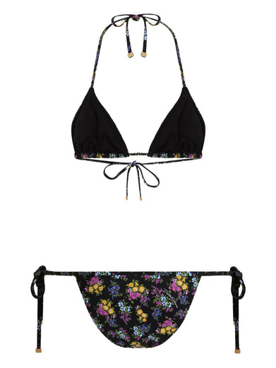 Flower-print triangle bikini