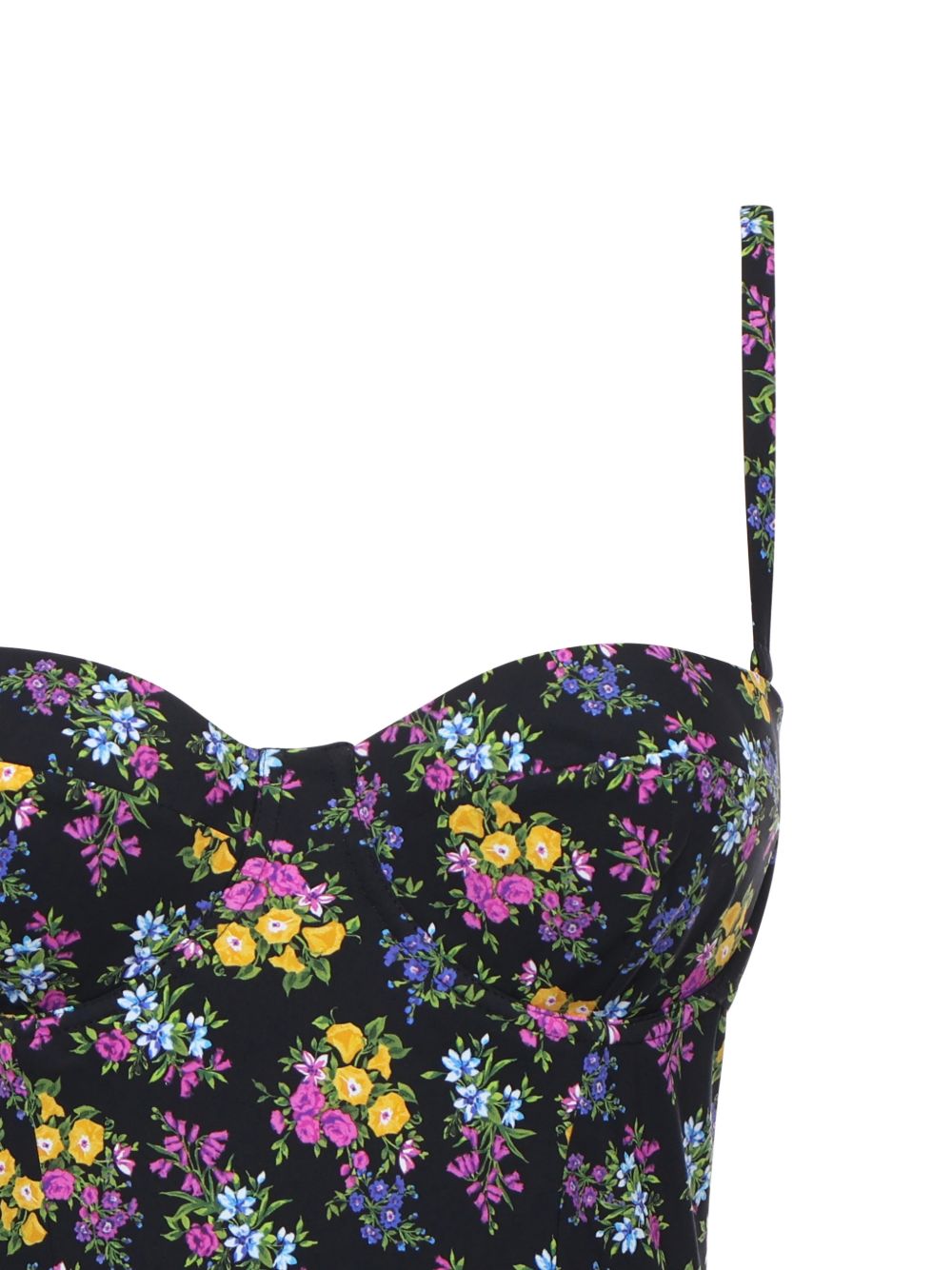 Flower-print padded one-piece swimsuit