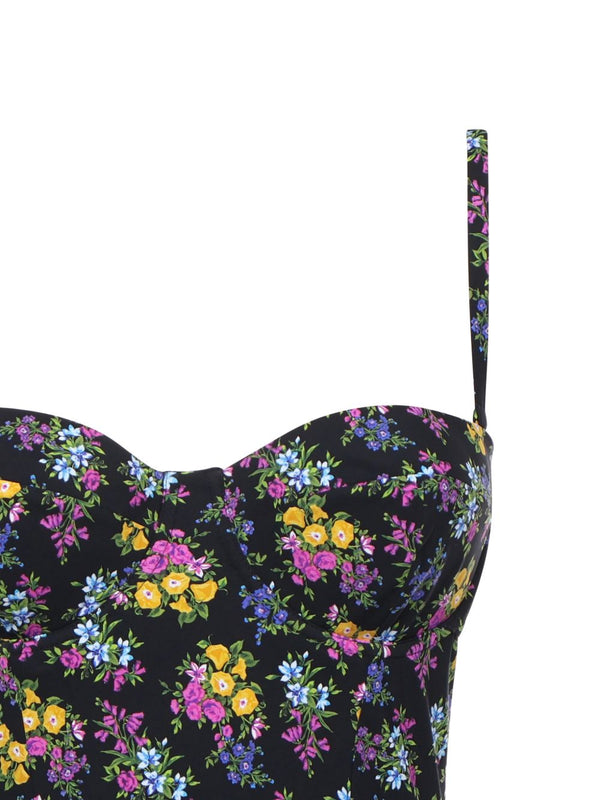 Flower-print padded one-piece swimsuit