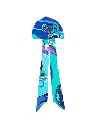 Cappello a Bandana in Seta in Stampa Orchidee