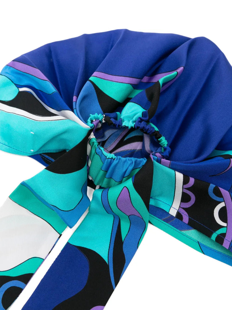 Cappello a Bandana in Seta in Stampa Orchidee