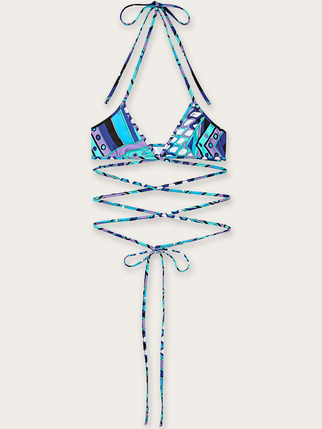 Top Bikini a Triangolo in Stampa Vivara