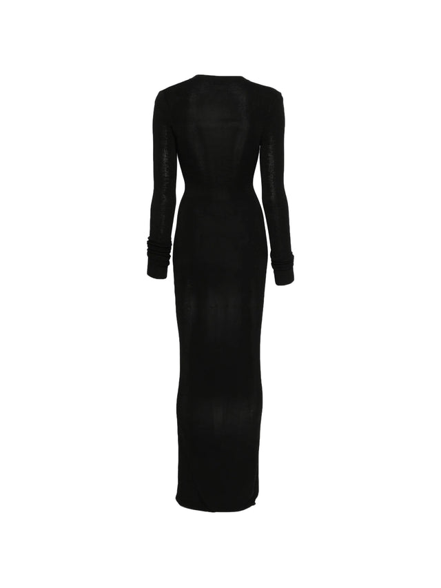 Long-sleeved midi dress with V-neck