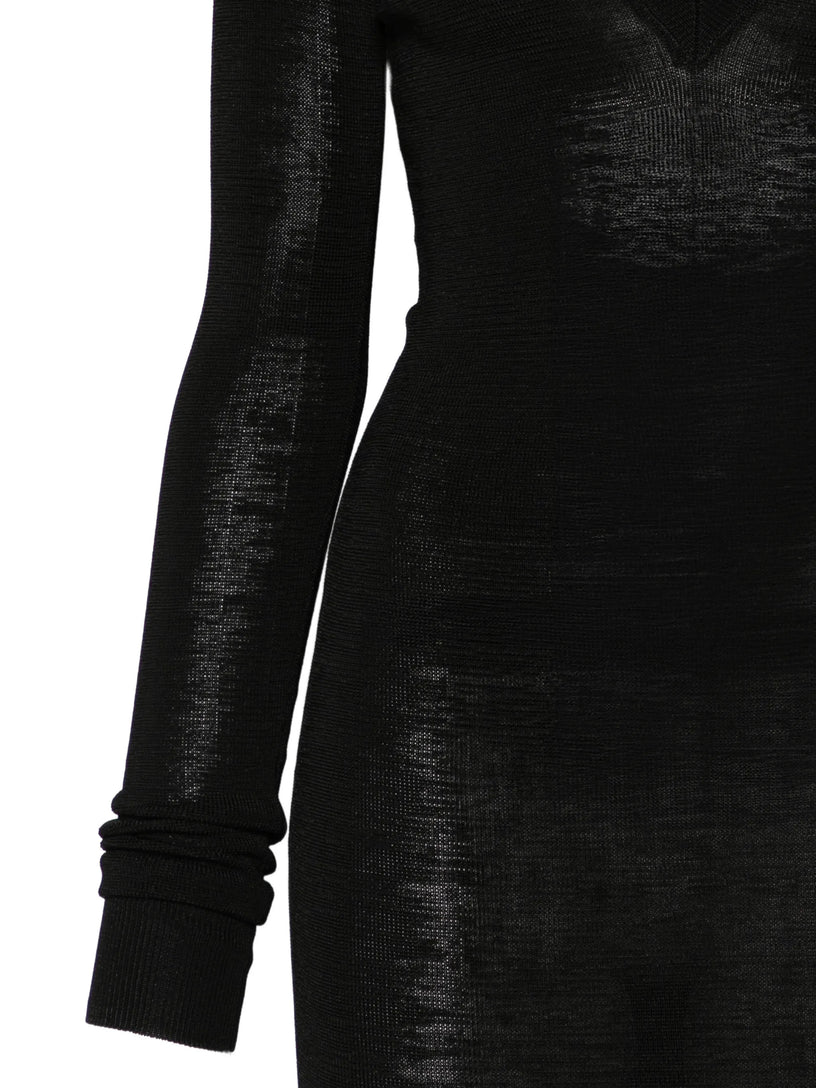 Long-sleeved midi dress with V-neck