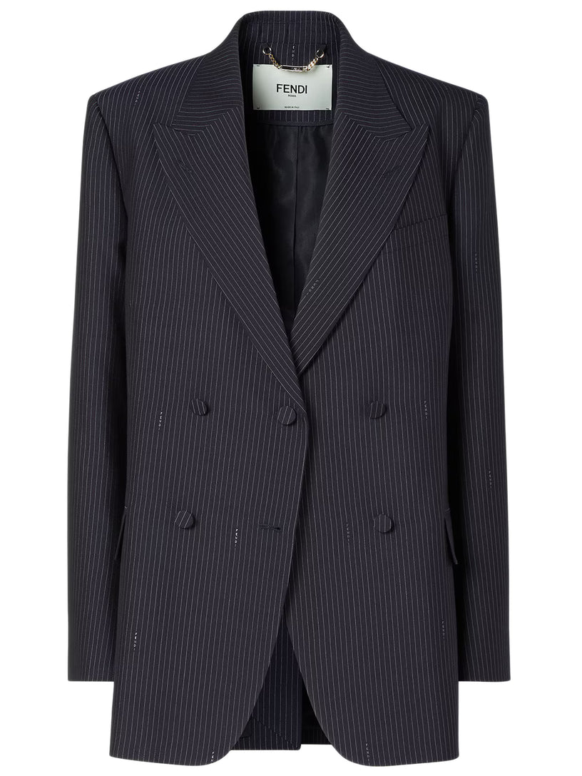 Pinstriped wool blazer