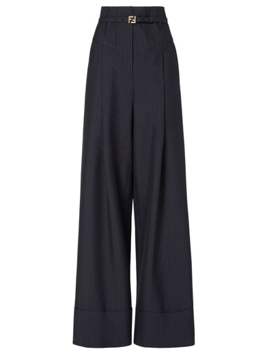 Pinstriped wool trousers