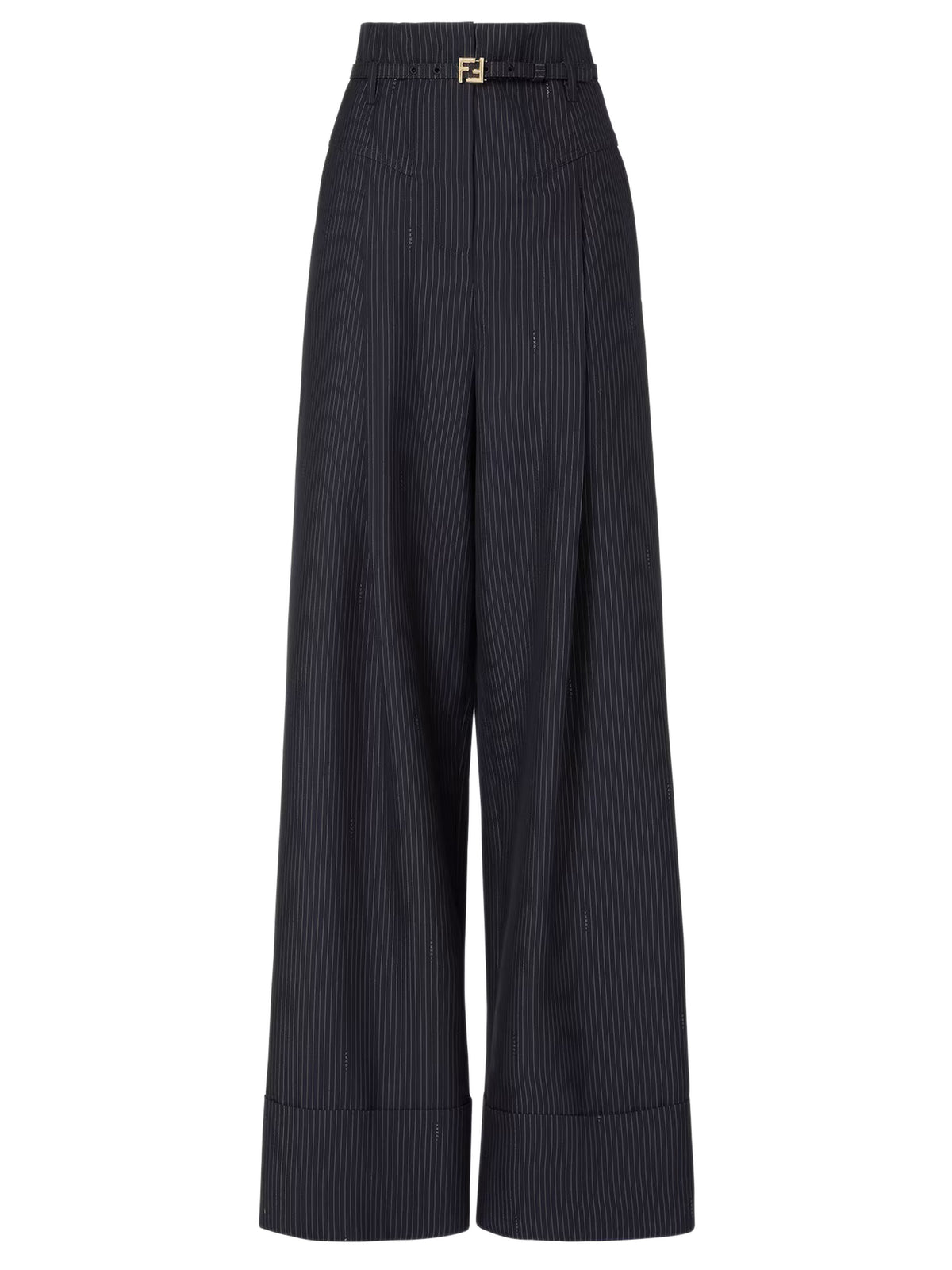 Pinstriped wool trousers