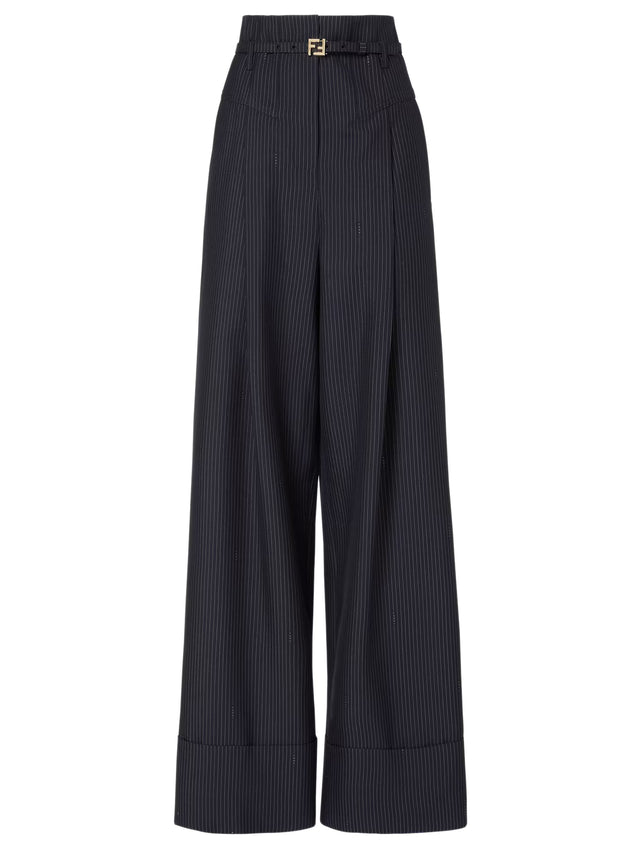 Pinstriped wool trousers
