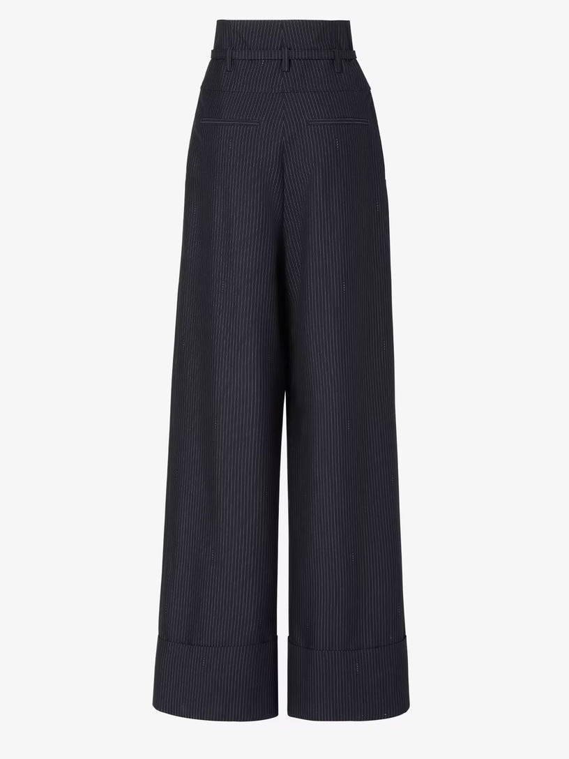 Pinstriped wool trousers