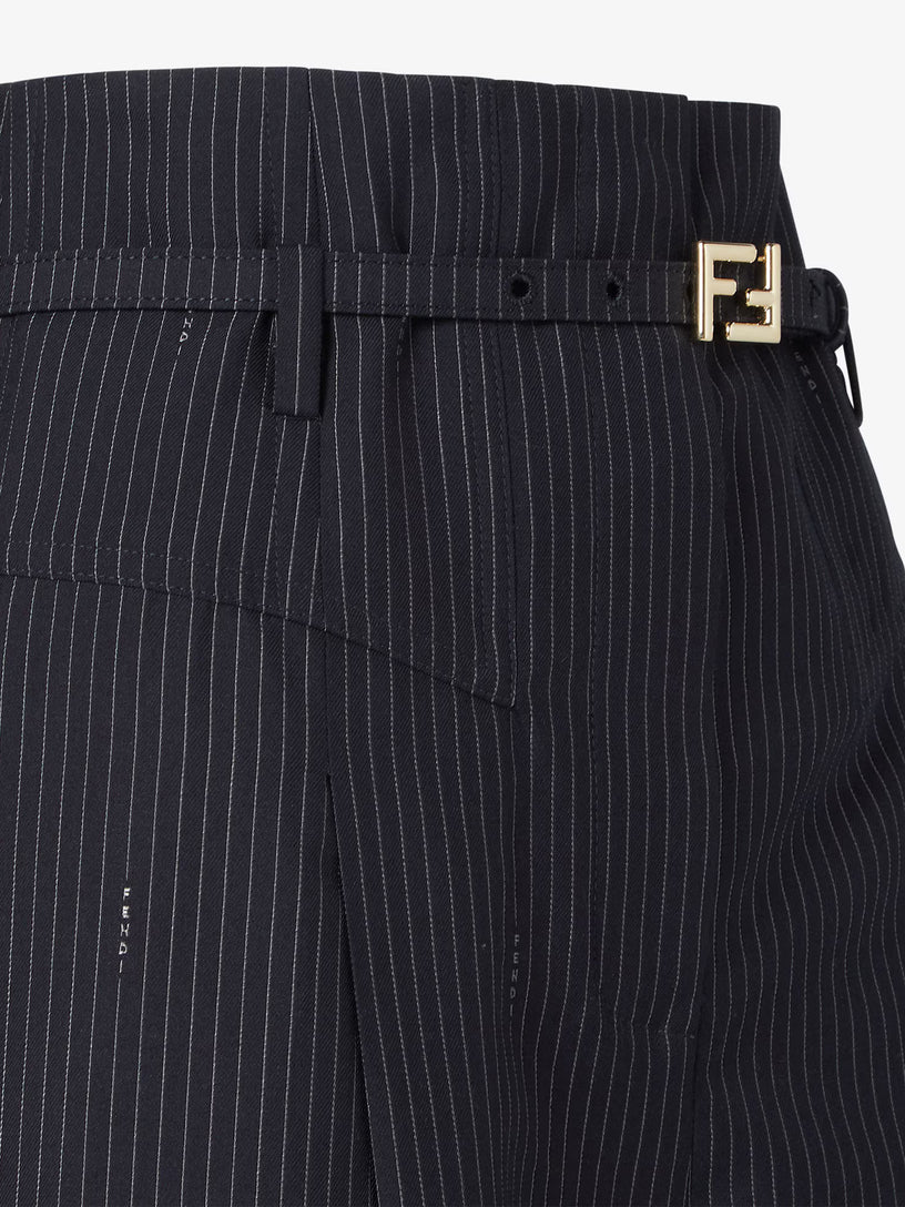 Pinstriped wool trousers