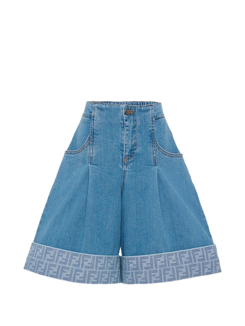 Denim shorts with logo